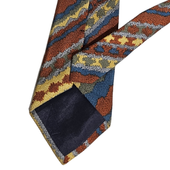 MISSONI Blue/Brown Geometric Art Silk LUXURY Tie ITALY - Picture 4 of 4